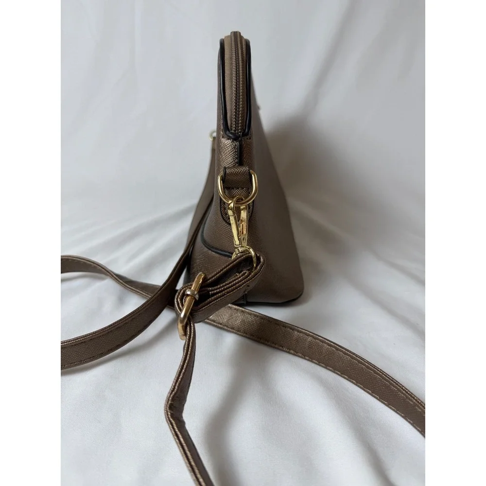 Elim and Paul Dome Crossbody Bag‎ Metallic Bronze Dome Satchel Adjustable Strap